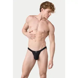 RIBBED Tanga Briefs - Black