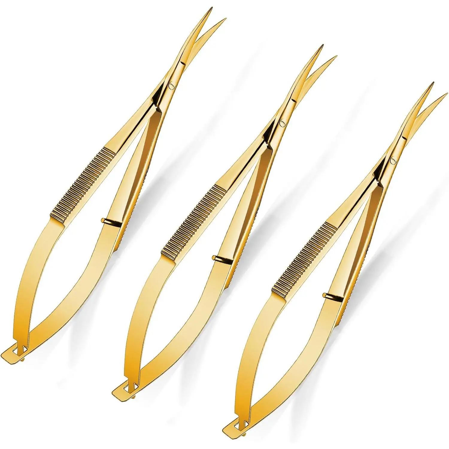 3 Pack Curved Stainless Steel Spring Squeeze Embroidery  Eyebow  Trimming  Thread Snips Clippers Also for Applique, Fabric, Knitting, Sewing, Arts & Craft()