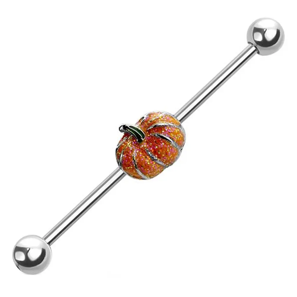 14 Gauge 316L Surgical Steel Pumpkin Industrial Bar For Industrial Piercings