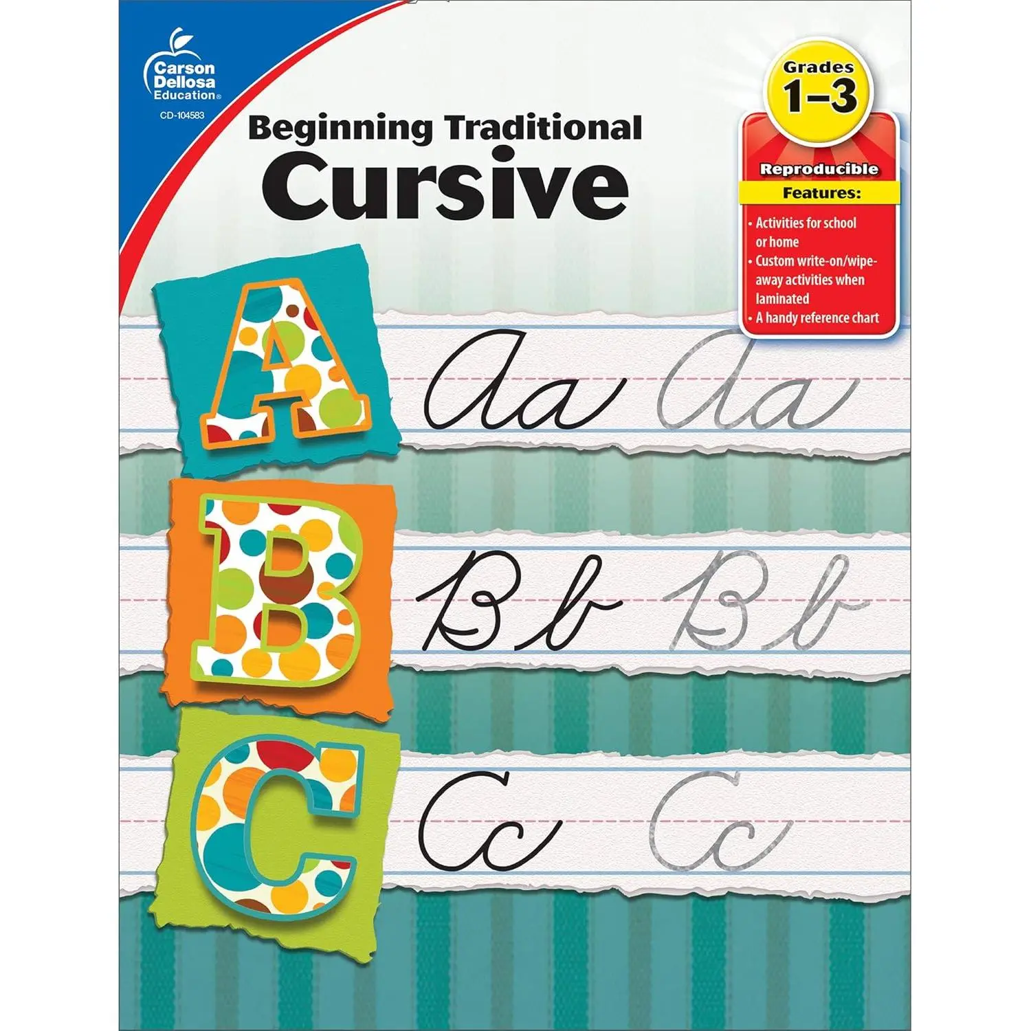 Carson Dellosa Grades  Beginning Traditional Cursive Handwriting Workbook, Writing Book With Dry Erase Number and Letter Tracing Activities, Classroom or Homeschool Curriculum (Learning Spot) - Paperback