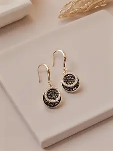 2025 New Disc Black Diamond Earrings High Sense Earrings Trendy Women Fashion Versatile Internet Celebrity Temperament Earrings Earrings Fashionable Earrings
