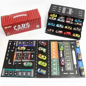 48-Piece Realistic Racing Car Set (Gift Box Collection)  - Includes Map, Parking Lot & 4-Tier Garage, Interactive Toy, Black Friday Deal: Ideal Holiday/Kids' Day Gift