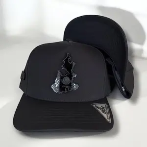 Puebla  Mexico Hats Black & Red SnapBack with Logo and Patch, Adjustable Fit