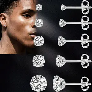 5 Pairs Extra Long Post Earrings 316L Stainless Steel Stud Earrings for Women Hypoallergenic Cubic Zirconia Ear Piercing Studs for Sensitive Ears 3-8mm