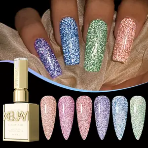 【LIVE】6PCS*15ML Super Shiny Candy Crushed Diamond Nail Gel 6 Color Crushed Diamond Salon Art Gel Fashion LED Nail Shiny Gloss for Salon Nail DIY Nail Design