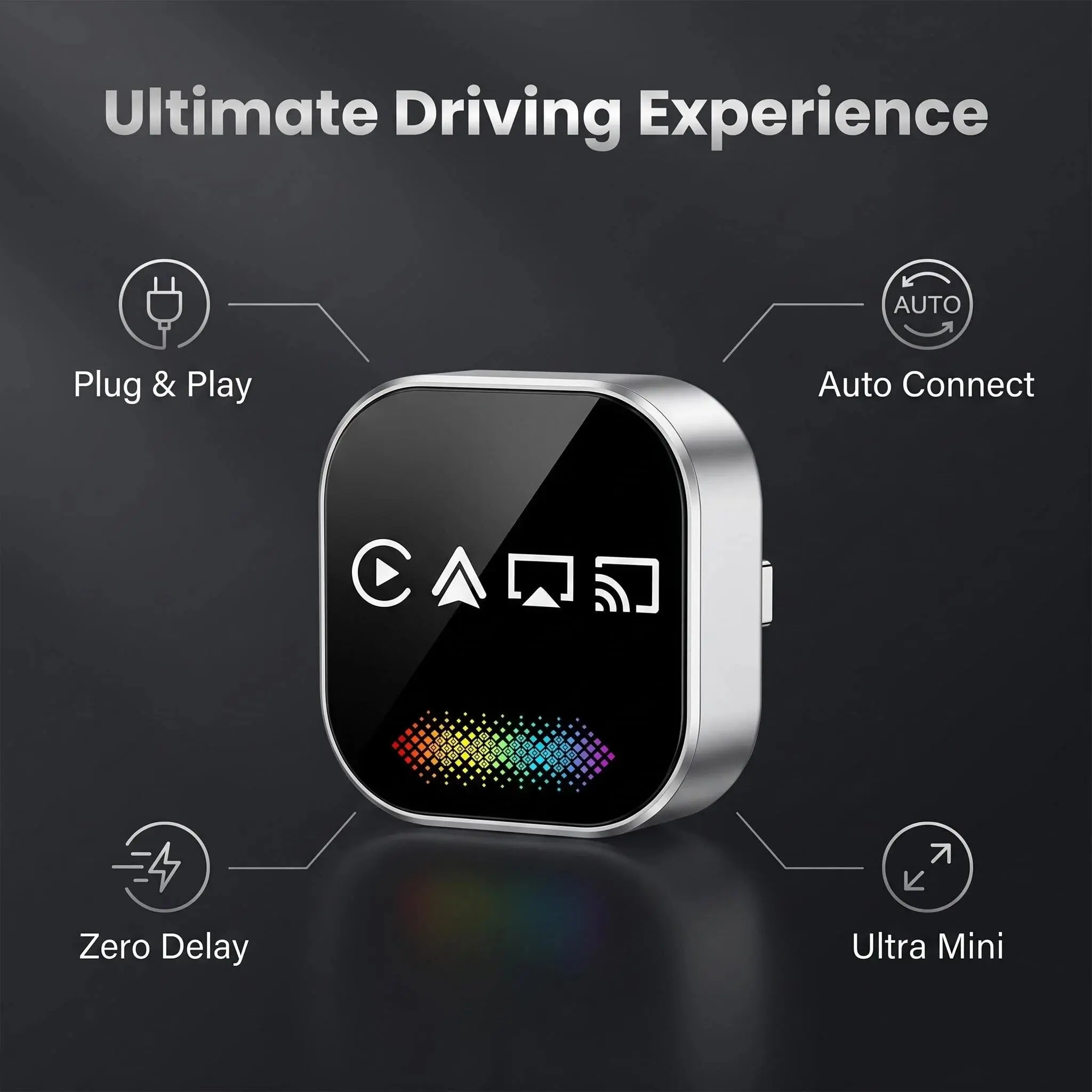 2026 Upgraded Ultra Mini Compact Wireless CarPlay Adapter with Bluetooth & Wi-Fi, Car Electronics Accessory Supporting Netflix, Youtube, TikTok, Exclusively Compatible with Factory-Wired CarPlay-Android Auto Vehicles, No Modifications Needed