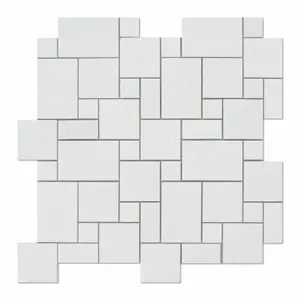 Thassos White Opus 12x12 Polished/Honed Marble Mosaic Tile