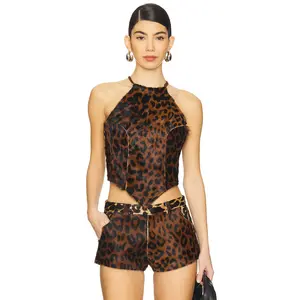 Understated Leather x REVOLVE Leather Halter in Leopard