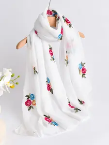 Floral Print Long Scarf, Fashionable Soft Comfortable Shawl for Women, Casual Versatile Modesty Scarf for All Seasons, Summer, Pashmina Turban Hijab