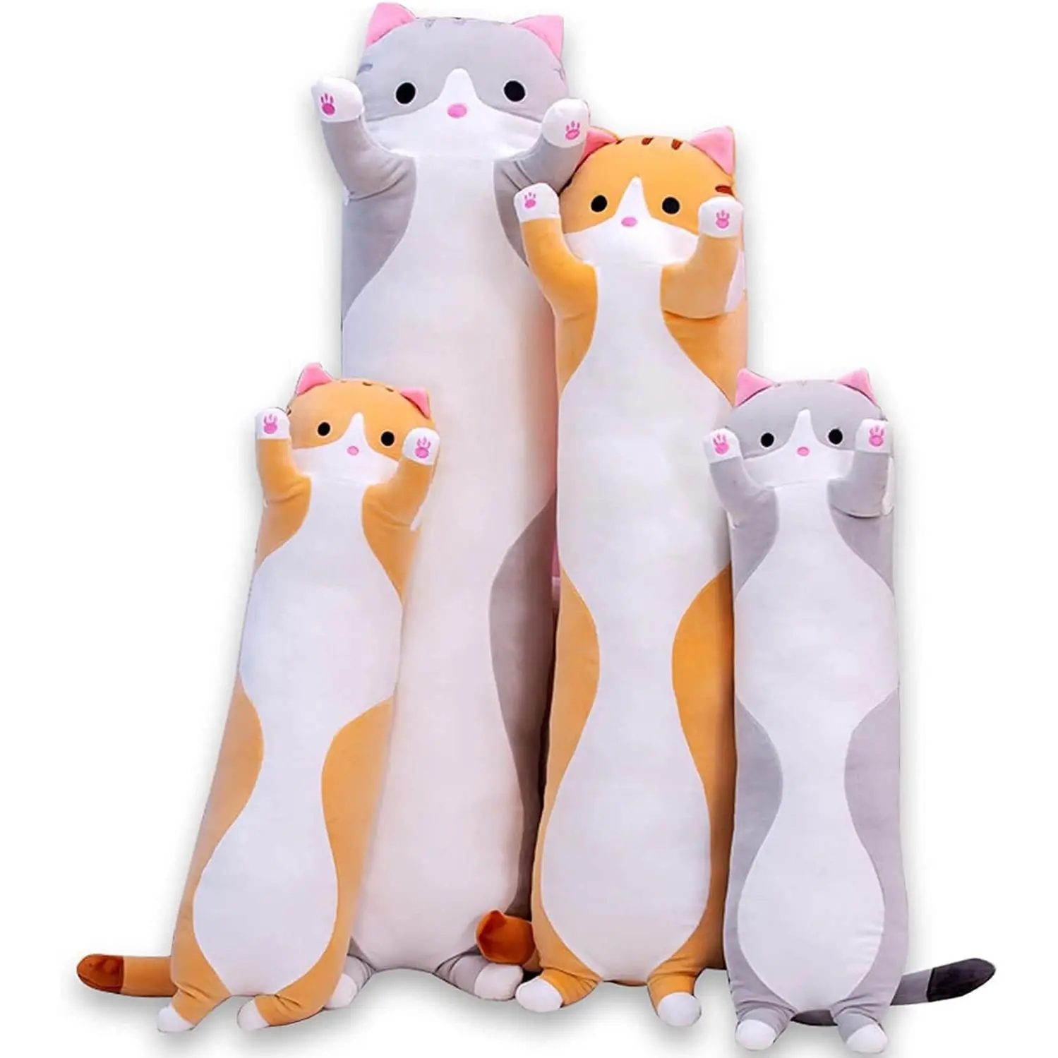 Cute Cat Long-Body Plush Pillow Bed Accessory - Durable Soft Fluffy, Stress Relief Tool, Soft Cuddly Gift for Kids, Memorial Day Home Decor Textile