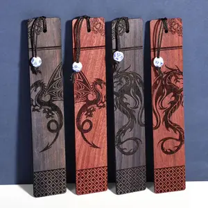 4Pcs Dragon Bookmark Gift, Wood Bookmark for Men Cool Book Marks Box Set Fantasy Gifts for Men Adults Makeup Decoration