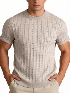 2026 #SummerVibes Simple and fashionable solid-color short-sleeved knitted shirt, same style for both men and women, summer casual loose round-neck party retro base shirt