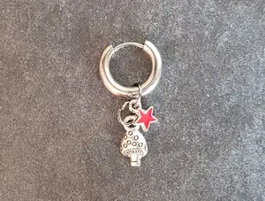 18g Mushroom Helix Rook Conch Daith Tragus Red Star Silver Hinged Clicker Ring Hoop Dangle Charm Earring cartilage piercing ear 10mm jewelry