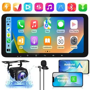 10.33inch Android 15 Car Stereo Radio GPS Navigation 2+64G Compatible for Jeep Warngler/Unlimited 2007-2017 with Carplay Android Auto Car Radio with Bluetooth Wifi FM SWC Split Screen + AHD Reverse Camera/Microphone
