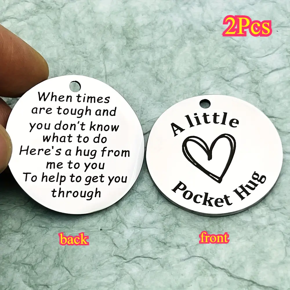 2Pcs Inspirational Pocket Hug Token Keychain Accessory - Crafted Cutout Heart Connector Miniature Keychains, Motivational Gift for Teenagers, Uplifting Encouragement Love Token, Cutout Heart Keychains