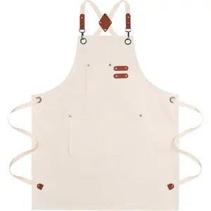 Chef Aprons for Men Canvas Apron with Large Pockets and Adjustable  Strap for Cooking,BBQ, Gardening