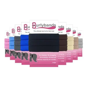 Burlybands Large Hair Ties for Thick Heavy or Curly Hair. No Slip No Damage Seamless Ponytail Holders Scrunchies Sports Thick Hair Ties (Black 3 Pcs)