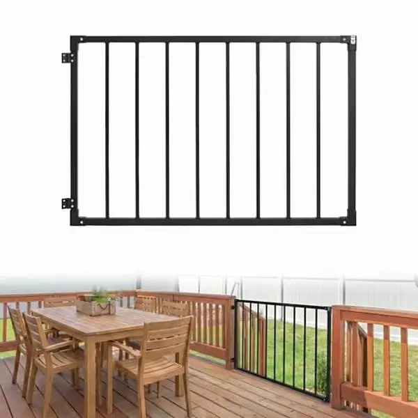 GAOMON Outdoor Deck Fence Gate, 42''h x 48''w Heavy Duty Steel Deck Gate with Hinges and Latch, Cuttable Width (Up to 48") for Railings, Patios, Gardens, Decks