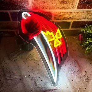 Creative luminous decoration neon sign with pumpkin holding knife, USB LED wall hanging room art neon sign, a fun gift for a friend, a party decoration with neon sign, Neon Accent Lights, Mood Decorative Lights, Neon Lights