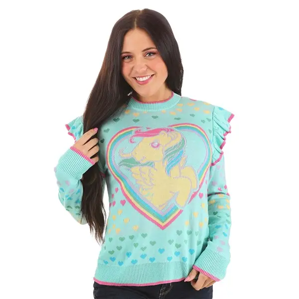 Adult I Heart My Little Pony Ruffled Sweater, Casual, Sleeve