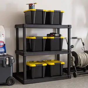 20 qt. /5 Gal. Plastic Storage Bins with Lids, Black Latching Stackable Totes 6Pk