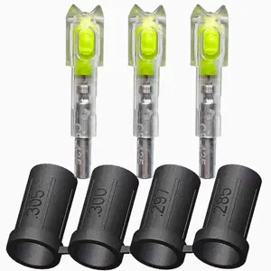 sntxmy 3-Pack Crossbow Lighted Nocks Yellow with 4 Sizes .285/.297/.300/.305” Bushings Durable LED Arrow Nocks for Hunting Target Practice