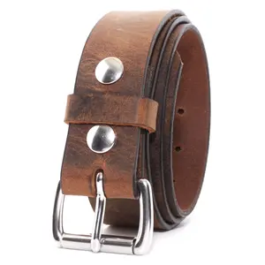 Mens Belts Leather Veg Oil Tan, Buffalo Leather Handmade By Amish, 1.25 Inch Wide & 3.6mm Thickness (Crazy Horse)