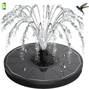 Solar Fountain with 2000mAh Battery Backup Works in Cloudy,3.5W Solar Powered Bird Bath Fountains with 8 Nozzles for Garden