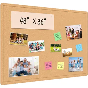Large Bulletin Board - 48 x 36 Inches, Decorative Felt Pin Board for Wall - 4' x 3' Cork Board Alternative for Wall, Vision Board Photo Display Board Includes 30 Push Pins - Ginger Yellow