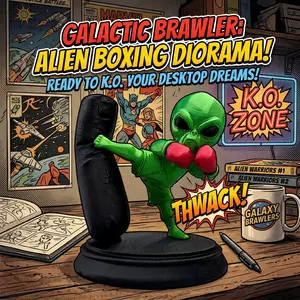 Alien Boxer Figurine, Collectible Hand Model, Home Desktop Decoration, Creative Art Display, Sci-Fi Space Decor, Must-Have for Collectors