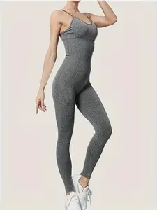 Summer New European and American Style Vest Yoga Jumpsuit Long Pants Sexy Hip Wrap One-Piece Sports Jumpsuit High Waisted Soft Workout Leggings Tights woman