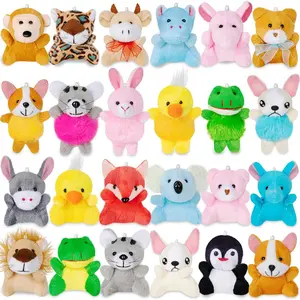 24 Mini Stuffed Animals Bulk Party Favors For Kids Treasure Box Toys Classroom Plush Toys Claw Machine Key Chains Carnival Prizes Small Valentine Halloween Christmas Gifts Stocking Stuffers
