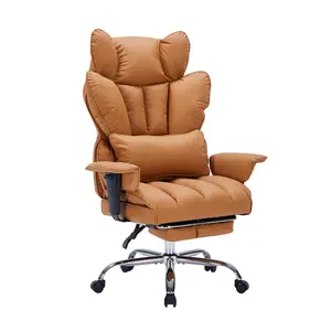 Ergonomic High-Back Executive Office Chair with Footrest – PU Leather, Adjustable Backrest, Swivel Lumbar Support, 250KG Capacity, Big and Tall Computer Desk Chair