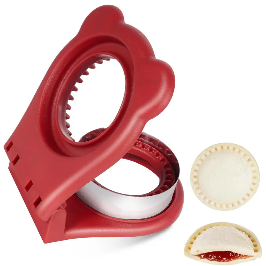 Sandwich Cutter and Sealer for PB&J, Round Crustless Kitchen Tool, Kids Lunch Snacks Maker for Biscuit, Cookie-Dough, Red,3.2inch