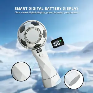 Football Shaped Mini Turbo Handheld Fan, High Speed Violent Wind Portable Compact Pocket Fan with Digital Display, Personal Cooling Fan for Travel Sports Office Home Outdoor Camping Daily Use
