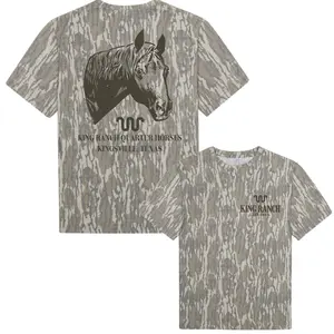 Unisex KR Quarter Horse Mossy Oak Bottomland Camo Printed Shirt, Stretch Fabric, Streetwear Casual Material Versatile Styling Soft Fabric Edgy