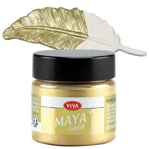 Viva Decor Maya Gold (Champagne) 1.52 Fl Oz - Shiny metallic acrylic paint for creative works on wood, glass, and porcelain. Impact-resistant, smudge-proof, and weatherproof for long-lasting results.