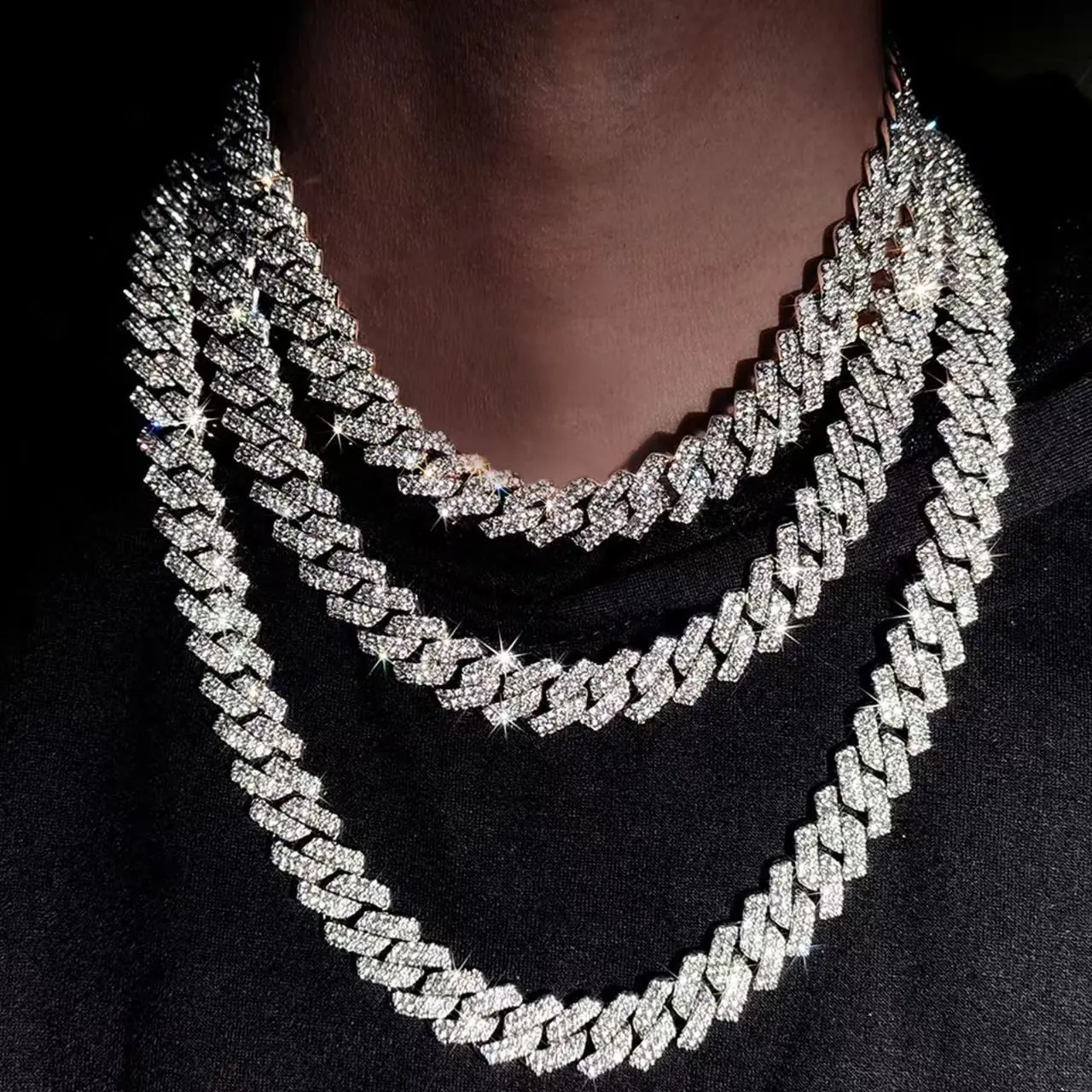10MM Prong Cuban Link Chain Sterling Silver Pass Test Lab Diamond Necklace Valentine's Day Gift For Him