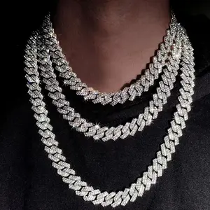 10MM Prong Cuban Link Chain Sterling Silver Pass Test Lab Diamond Necklace Valentine's Day Gift For Him