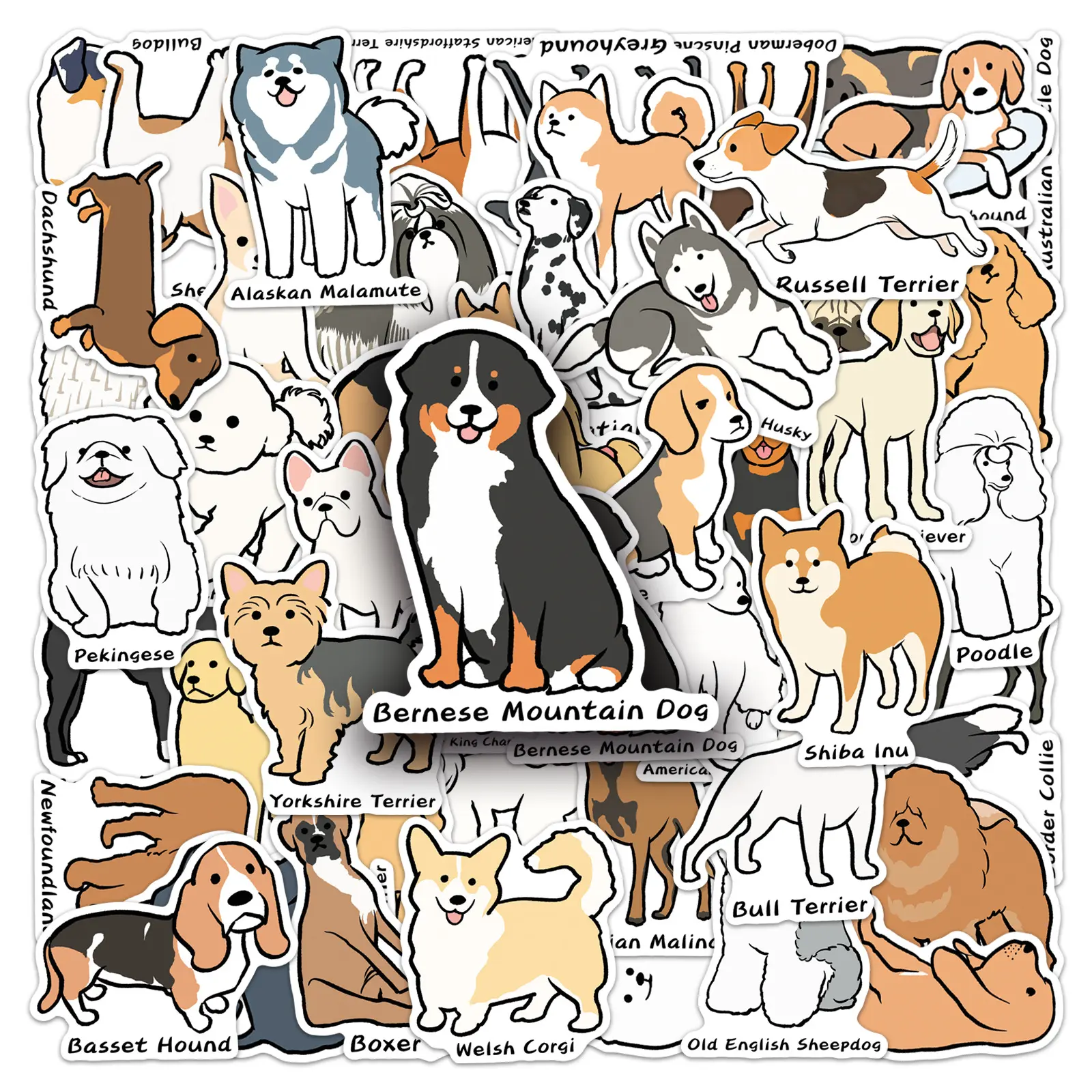 50pcs Puppy Illustration Stickers Series, Suitable for Scrapbooks, Diaries, Laptops, Water Bottles, Cars, Car Decal, Etc. A Gift with A Positive Message and Based on Faith.