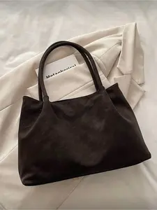 New Retro Fashion Large Capacity Tote Bag Lightweight Minimalist Solid Color Shoulder Bag for Women Daily Casual Commute Work Vacation Student Use