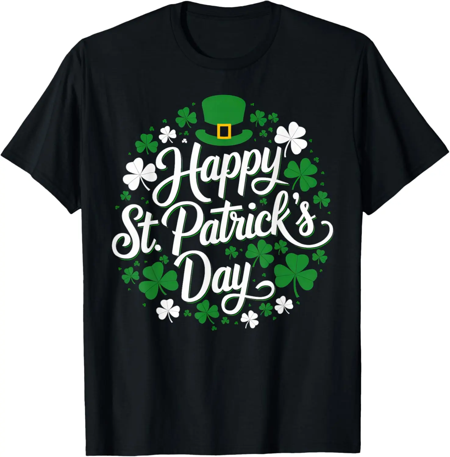 Happy St Patricks Day With Shamrocks Irish Party Men Women T-Shirt Pure Cotton Graphic Tees Menswear Top: Gifts for Men & Women