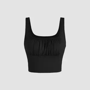 Cider [5 colors, size 2-10] Solid Ruched Cami Crop Top