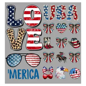 Red White and Blue Sample Gang Sheet  DTF Transfers Gang Sheet 22” wide x 24” long DIY Direct to Film T Shirt Transfers