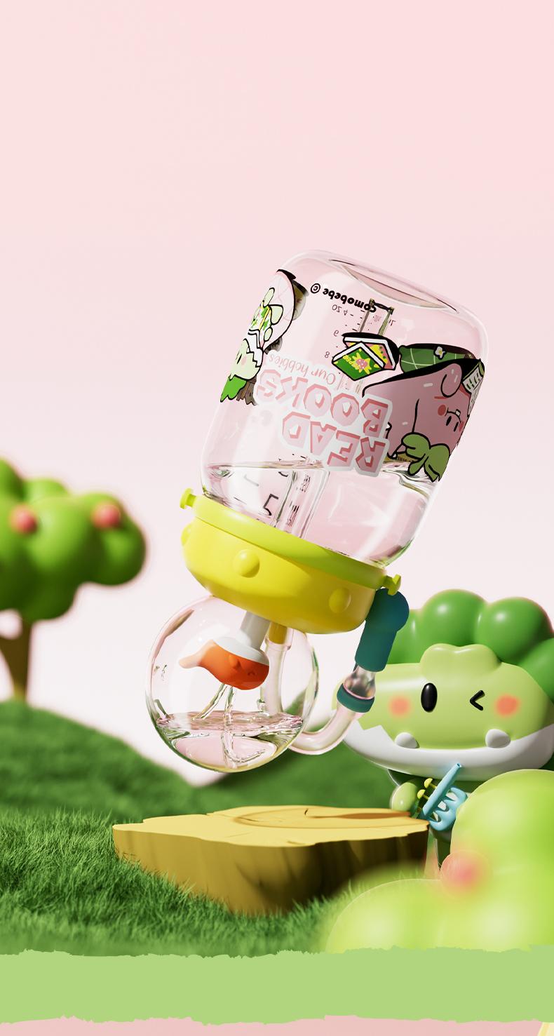 【COMOBEBE】18oz Tritan Sippy Cup – Whale Spray Design, BPA-Free, Spill-Proof, Dishwasher Safe, Fun for everyone Bottle Drinkware