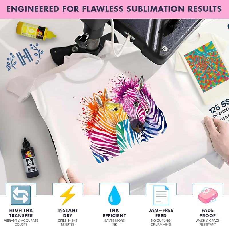 Sublimation  105gsm A4 Size (8.3" x 11.7")  150 Sheets | Works With Sublimation Ink & Blanks | Compatible With Sublimation Printers | T-Shirts, Mugs, Tumblers and More