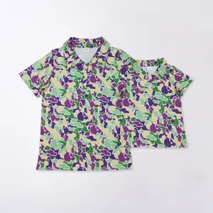 Mardi Gras Camo Polo Daddy And Me Kids Men Adult's Short sleeve Shirt Top