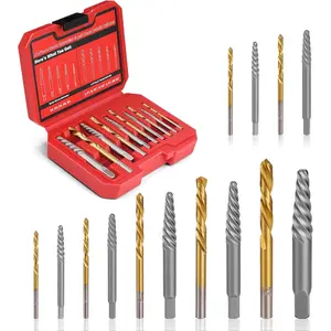 14 count Screw Extractor Set, Left Hand Drill Bits Set for Removing Stripped Screws and Broken  35# Cr-Mo & 6542 HSS Steel Cobalt Easy Out Screw Extractor Set Broken Bolt Extractor Kit