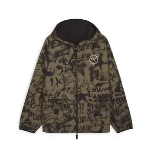PUMA Mens X Lost Management Cities All Over Print Reversible Jacket Athletic Outerwear Casual - Green