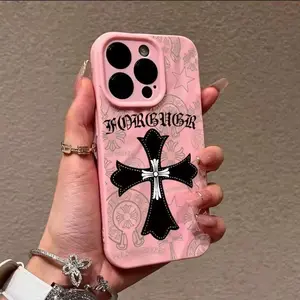 Forever Pink Chrome Phone Case with Vibrant Crosses Design for Stylish Protection - Colorful Mirror Finish & Eye-Catching Crosses Pattern